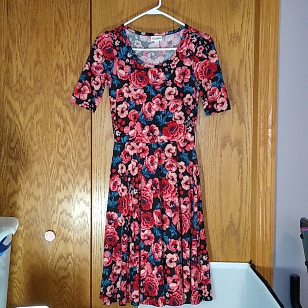 LuLaRoe Floral Flower Fit & Flare Nicole Dress Size XS